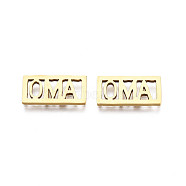 Ion Plating(IP) 201 Stainless Steel Filigree Joiners, Rectangle with Word OMA, for Mother's Day, Real 18K Gold Plated, 15x7.5x1mm(STAS-N091-138LG)