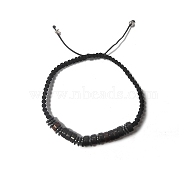 Coconut & Non-magnetic Synthetic Hematite Braided Bead Bracelet, Stone Bracelet for Men Women, Black, Inner Diameter: 2-1/8 inch(5.5cm)(BJEW-PH01415-07)