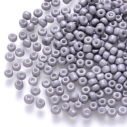6/0 Baking Paint Glass Round Seed Beads, Light Steel Blue, 4~5x3~4mm, Hole: 1~2mm, about 4500pcs/pound(SEED-S036-01C-09)