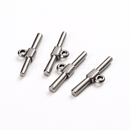 304 Stainless Steel Toggle Clasps Parts, Bar, Stainless Steel Color, 23.5x7x3mm, Hole: 1.8mm(STAS-D142-04C-P)
