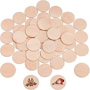 Unfinished Wooden Chips, Flat Round, Antique White, 5x0.3cm, 50pcs/bag(WOOD-WH0025-21)