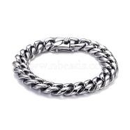 Men's 304 Stainless Steel Cuban Link Chain Bracelets, Stainless Steel Color, 9-1/2 inch(24cm)(BJEW-P263-B03-P)