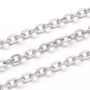 304 Stainless Steel Cable Chains, Soldered, with Spool, Flat Oval, for Jewelry Making, Stainless Steel Color, 4.5x3x0.6mm, about 65.61 Feet(20m)/roll(CHS-K004-05P-0.6mm)
