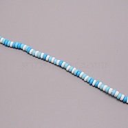 Handmade Polymer Clay Beads, Flat Round, Deep Sky Blue, 6~7x3mm, Hole: 1.2mm, about 110pcs/strand, 15.55 inch(39.5cm)(CLAY-TAC0004-01B)