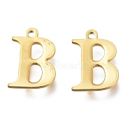 Vacuum Plating  304 Stainless Steel Charms, Laser Cut, Alphabet, Golden, Letter.B, 12x8.5x0.8mm, Hole: 1mm(STAS-H112-B-G)
