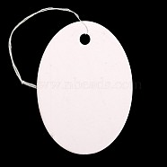 Oval Blank Hang tag, Jewelry Display Paper Price Tags, with Cotton Cord, White, 26x18.5x0.2mm, Hole: 2mm, 500pcs/bag(CDIS-N001-30)