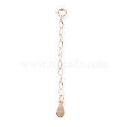 925 Sterling Silver Chain Extender, with Clasps and Teardrop Charm, Rose Gold, 54mm(STER-WH0008-01B)