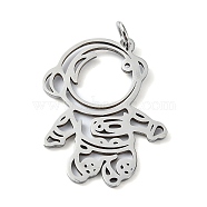 304 Stainless Steel Pendants, with Jump Rings, Laser Cut, Astronaut Charm, Stainless Steel Color, 27x20.5x1mm, Hole: 3mm(STAS-C097-69P)