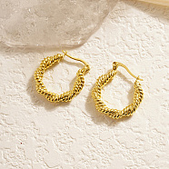Stainless Steel Thick Twist Hoop Earrings, for Women, Real 18K Gold Plated, 24mm(BA3365-1)