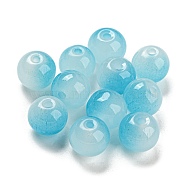 Two Tone Spray Painting Glass Beads, Imitation Jade Glass, Round, Deep Sky Blue, 10mm, Hole: 1.8mm, 200pcs/bag(GLAA-L046-03F)