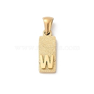 304 Stainless Steel Pendants, Golden, Rectangle with Letter Charm, Letter W, 17.5x6.5x3mm, Hole: 3x6mm(STAS-Z120-03W-G)