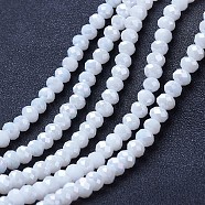 Electroplate Glass Beads Strands, Opaque Solid Color, AB Color Plated, Faceted, Rondelle, White, 2.9~3.3x2mm, Hole: 0.8mm, about 148~150pcs/strand, 39.5~40cm(EGLA-A044-P2mm-B01)