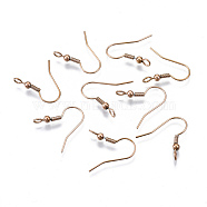 304 Stainless Steel Earring Hooks, Ear Wire, with Vertical Loop, Rose Gold, 19~21x18mm, Hole: 2.5mm, 21 Gauge, Pin: 0.7mm(STAS-S111-003RG)
