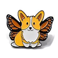 Creative Cartoon Cute Corgi Dog Zinc Alloy Brooches,Enamel Pins for Clothes Backpack, Wing, 24.5x30.5mm(JEWB-U001-01A)