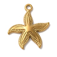 Ion Plating(IP) 304 Stainless Steel Pendants, Starfish Charm, Golden, 25x22x3mm, Hole: 2mm(STAS-M017-06G)