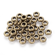 Alloy Spacers Beads, Rondelle, Lead Free and Cadmium Free & Nickel Free, Donut, Antique Bronze, Size: about 7mm diameter, 3mm thick, hole: 4mm(X-EA540Y-NFAB)