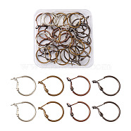 Brass Hoop Earrings, Ring, Mixed Color, 20x1.5mm, Pin: 0.6mm, 16pairs/box(KK-CD0001-10)