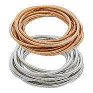 40Pcs 2 Colors Carbon Steel Round Snake Chains Stretch Bracelets Set for Women, Golden & Stainless Steel Color, Inner Diameter: 2-3/8 inch(6cm), 20Pcs/color(BJEW-BC0001-09)
