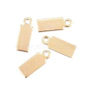 Ion Plating(IP) 304 Stainless Steel Pendants, Stamping Blank Tag Charms, Rectangle, Golden, 11x4x0.8mm, Hole: 1.4mm(STAS-H357-05G)