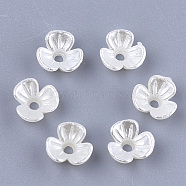 3-Petal ABS Plastic Imitation Pearl Bead Caps, Flower, Creamy White, 6x6.5x2.5mm, Hole: 1mm(X-OACR-T018-01)
