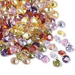 Cubic Zirconia Cabochons, Grade A, Faceted, Diamond, Mixed Color, 4x2.5mm(ZIRC-M002-4mm)