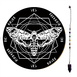 CREATCABIN Pendulum Board Dowsing Necklace Divination DIY Making Kit, Including Plywood Sign Board, Natural Amethyst Chakra Dowsing Pendulum, Butterfly Pattern, Dowsing Pendulum: 27.2cm, 1pc/set(DIY-CN0001-72)