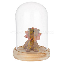 Glass Dome Cover, Decorative Display Case, Cloche Bell Jar Terrarium with Wood Base, Arch, Clear, 78x91mm(AJEW-WH0307-71)