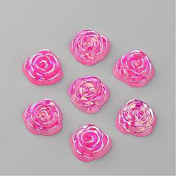 Acrylic Cabochons, AB Color Plated, Rose, Deep Pink, 15x14x5mm(MACR-Q184-15)