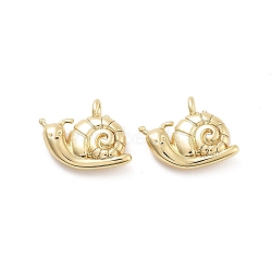 Snail Rack Plating Brass Charms, Cadmium Free & Lead Free, Long-Lasting Plated, Real 18K Gold Plated, 10x12x3mm, Hole: 1.2mm(KK-G512-13G)