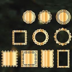 Hollow Lace Scrapbook Paper Pads, for DIY Album Scrapbook, Background Paper, Diary Decoration, Gold, 90~120mm, 10pcs/set(SCRA-PW0005-03A)