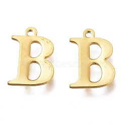 Vacuum Plating  304 Stainless Steel Charms, Laser Cut, Alphabet, Golden, Letter.B, 12x8.5x0.8mm, Hole: 1mm(STAS-H112-B-G)