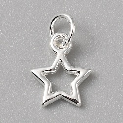 Brass Charms, with Jump Ring, Silver, Star, 12x10x1.5mm, Hole: 4mm(FIND-WH0159-63S-12)