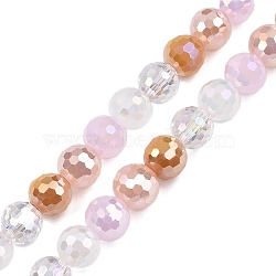 Transparent Glass Beads Strands, Round Charms, Faceted, Colorful, 7.5x8mm, Hole: 1.2mm, about 48~50pcs/strand, 14.17~14.76''(36~37.5cm)(GLAA-T023-31B)