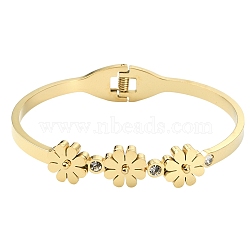 1Pc Adjustable Flower Vacuum Plating 304 Stainless Steel Bangles for Women, Golden, Inner Diameter: 1-3/4x2-3/8 inch(4.6x5.9cm)(BJEW-YW0001-16)