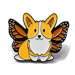 Creative Cartoon Cute Corgi Dog Zinc Alloy Brooches,Enamel Pins for Clothes Backpack, Wing, 24.5x30.5mm(JEWB-U001-01A)