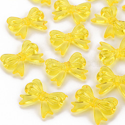 Transparent Acrylic Beads, Bowknot, Yellow, 23x29.5x6mm, Hole: 1.6mm, about 293pcs/500g(TACR-S154-56B-916)