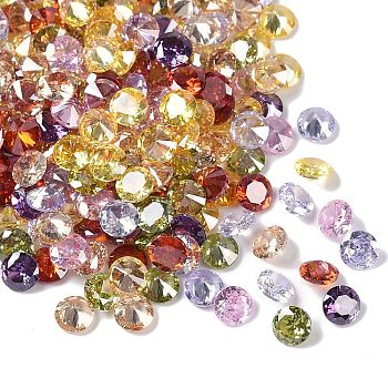 Cubic Zirconia Cabochons, Grade A, Faceted, Diamond, Mixed Color, 4x2.5mm