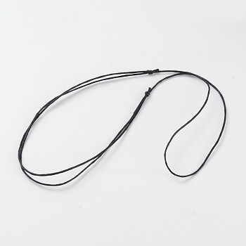 Korea Waxed Cotton Cord Necklace Making, Adjustable, Black, 14.5 inch~29 inch(37~74cm)