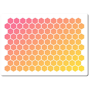 PET Plastic Hollow Out Drawing Painting Stencils Templates, Rectangle, Hexagon, 297x210mm