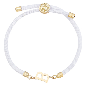 1pc Adjustable Nylon Cord Slider Bracelets for Women, with Golden Brass Accessories & 304 Stainless Steel Letter Jewelry, Lead Free & Nickel Free & Cadmium Free, Letter B, Inner Diameter: 2-3/4 inch(7cm), Letter: 2.5~9.5x13.5~19.5x3~4mm