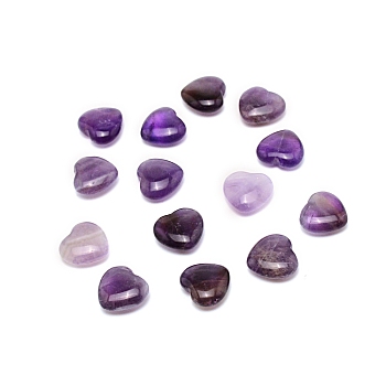 Natutal Amethyst Beads, No Hole/Undrilled, for Wire Wrapped Pendant Making, Heart, 16~16.5x15~15.5x6~6.5mm