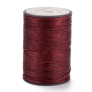 Round Waxed Polyester Thread String, Micro Macrame Cord, Twisted Cord, for Leather Sewing Stitching, Brown, 0.8mm, about 54.68 Yards(50m)/Roll
