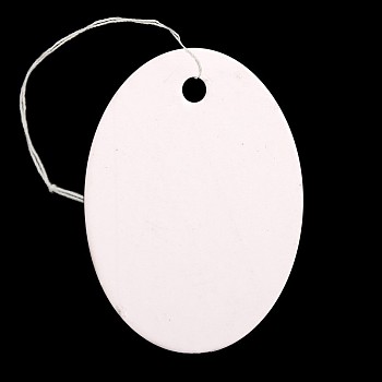 Oval Blank Hang tag, Jewelry Display Paper Price Tags, with Cotton Cord, White, 26x18.5x0.2mm, Hole: 2mm, 500pcs/bag