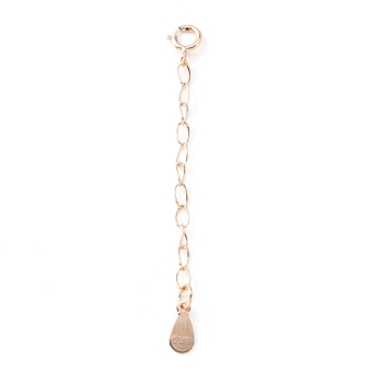 925 Sterling Silver Chain Extender, with Clasps and Teardrop Charm, Rose Gold, 54mm