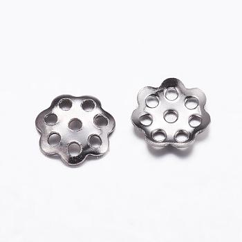 304 Stainless Steel Beads Caps, Multi-Petal, Stainless Steel Color, 6mm, Hole: 1mm