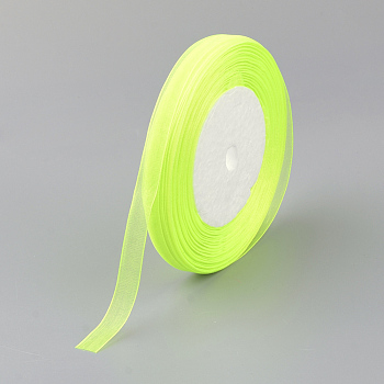 Organza Ribbon, Green Yellow, 5/8 inch(15mm), 50yards/roll(45.72m/roll), 10rolls/group, 500yards/group(457.2m/group).