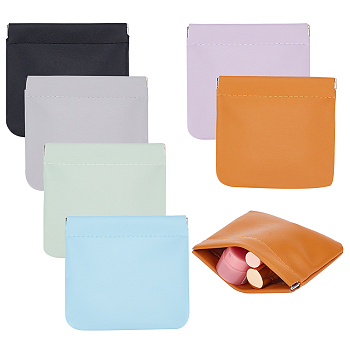 PandaHall Elite 6Pcs 6 Colors Imitation Leather Change Purse, Headphone Storage Bag, with Magnetic Closure, Square, Mixed Color, 11.3x12x0.6cm, 1pc/color