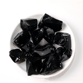 Natural Rough Raw Obsidian Display Decorations, Reiki Stones for Fountain Rocks, Wire Wrapping, Witchcraft, Home Decorations, Random Size and Shape, 30~50mm, 100g/bag