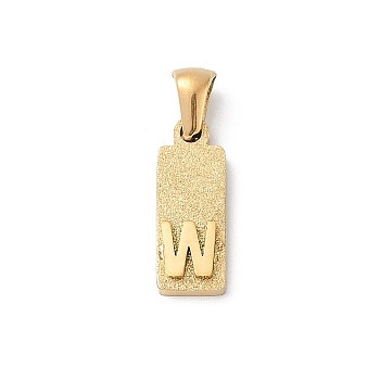 304 Stainless Steel Pendants, Golden, Rectangle with Letter Charm, Letter W, 17.5x6.5x3mm, Hole: 3x6mm