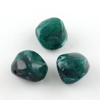 Nuggets Imitation Gemstone Acrylic Beads, Teal, 25x24x17mm, Hole: 3mm, about 84pcs/500g